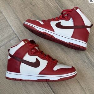 Nike Women's high top dunks - Red and Maroon size 8. Great shape